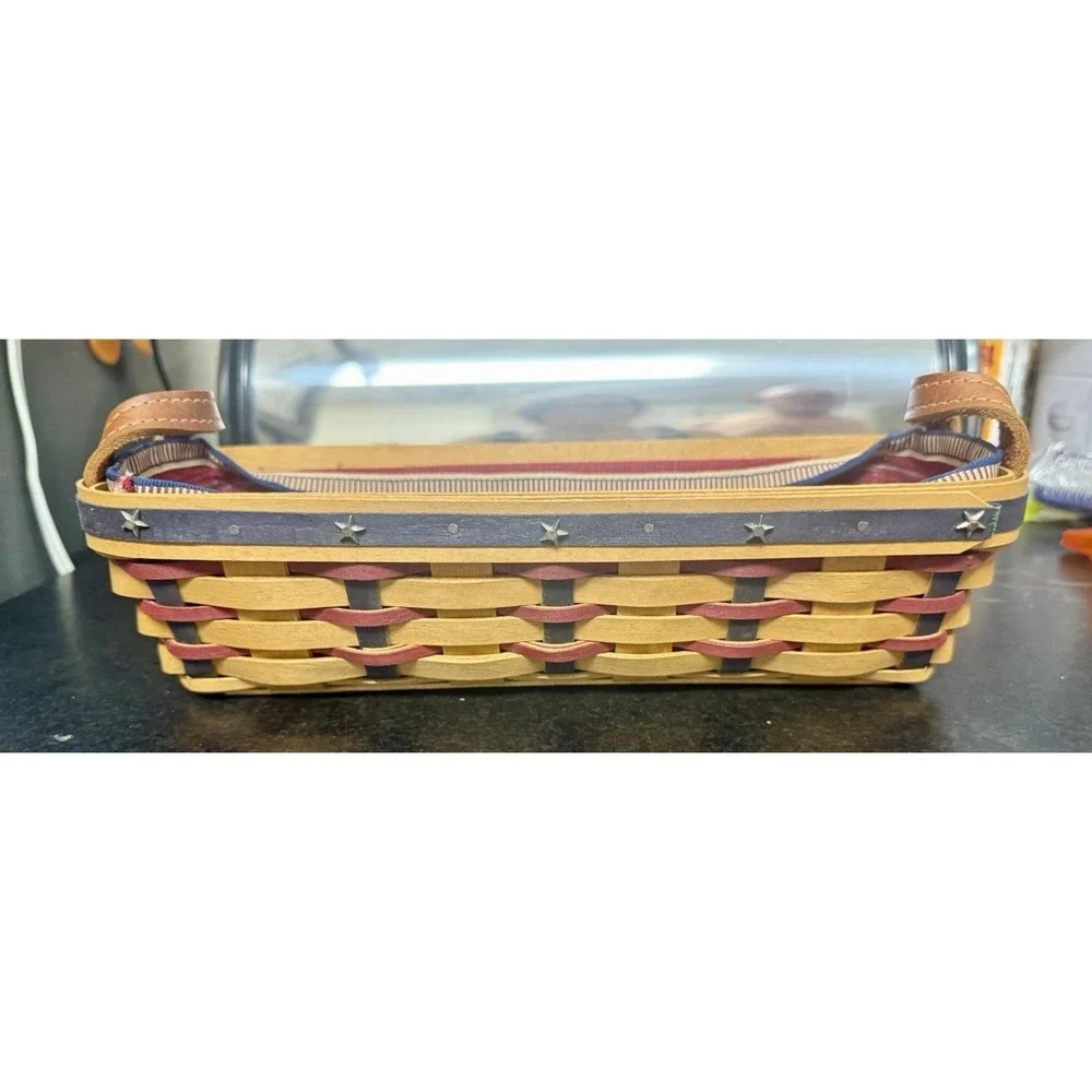 Longaberger 2003 Proudly American Cracker Basket Liner W/ Plastic Protector VTG